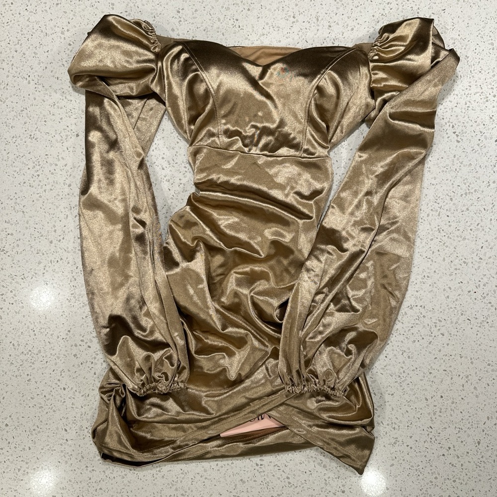 Nica Gold Satin Dress